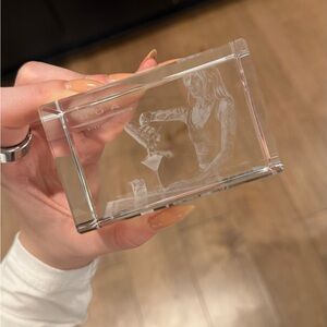 3d Engraved Glass Block with Bartender Design